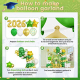 Green Gold Graduation Balloon Garland Kit, Class of 2026 Party Decoration