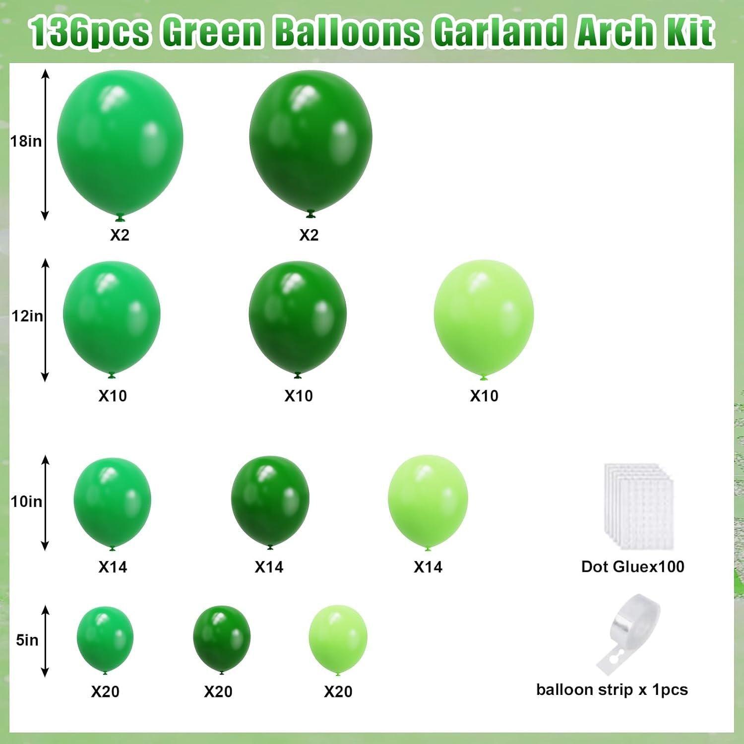 Dark Green Balloon Arch Garland Kit, Jungle Safari Birthday Party Decor