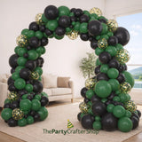 Dark Green Black Gold Confetti Balloon Arch Garland Kit, Safari Jungle Birthday Party Decor