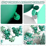 Green Christmas Balloon Arch Kit, White Silver Garland, Holiday Party Decor