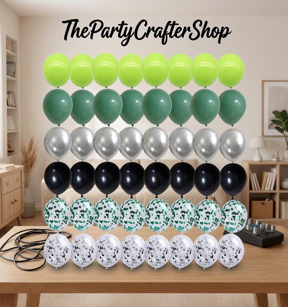 Black Green Silver Balloon Arch Kit, Lime Sage Garland, Birthday Party Decor