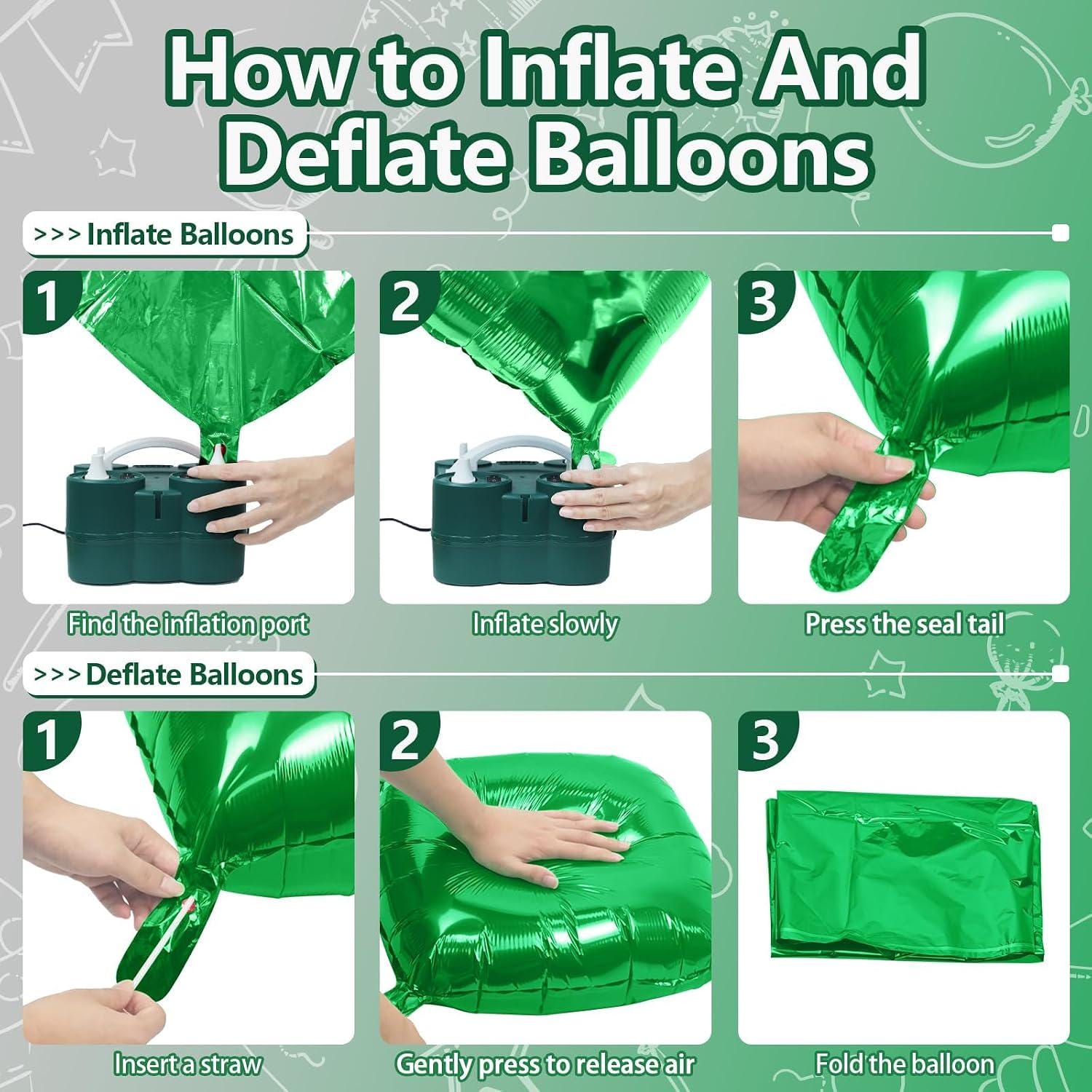 Green Silver Square Foil Balloon Backdrop, Double Sided Arch Decor Party Supplies