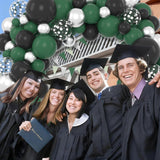 Dark Green Black Silver Balloon Arch Kit, Emerald Metallic Garland, Jungle Camo Party Decor