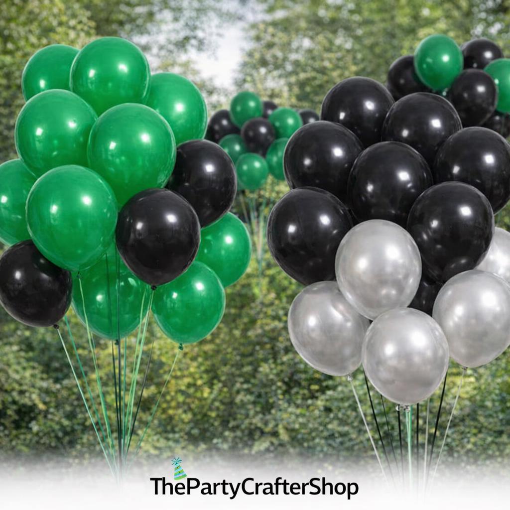 Forest Green Black Silver Balloon Arch Garland Kit, Party Decor