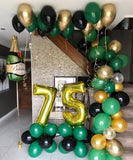 Emerald Forest Balloon Arch Kit, Green Gold Black Garland, Star Balloons, Jungle Party Decor