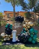 Emerald Forest Balloon Arch Kit, Green Gold Black Garland, Star Balloons, Jungle Party Decor