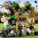 Green Black White Balloon Arch Kit, Gold Confetti Garland, Graduation Party Decoration