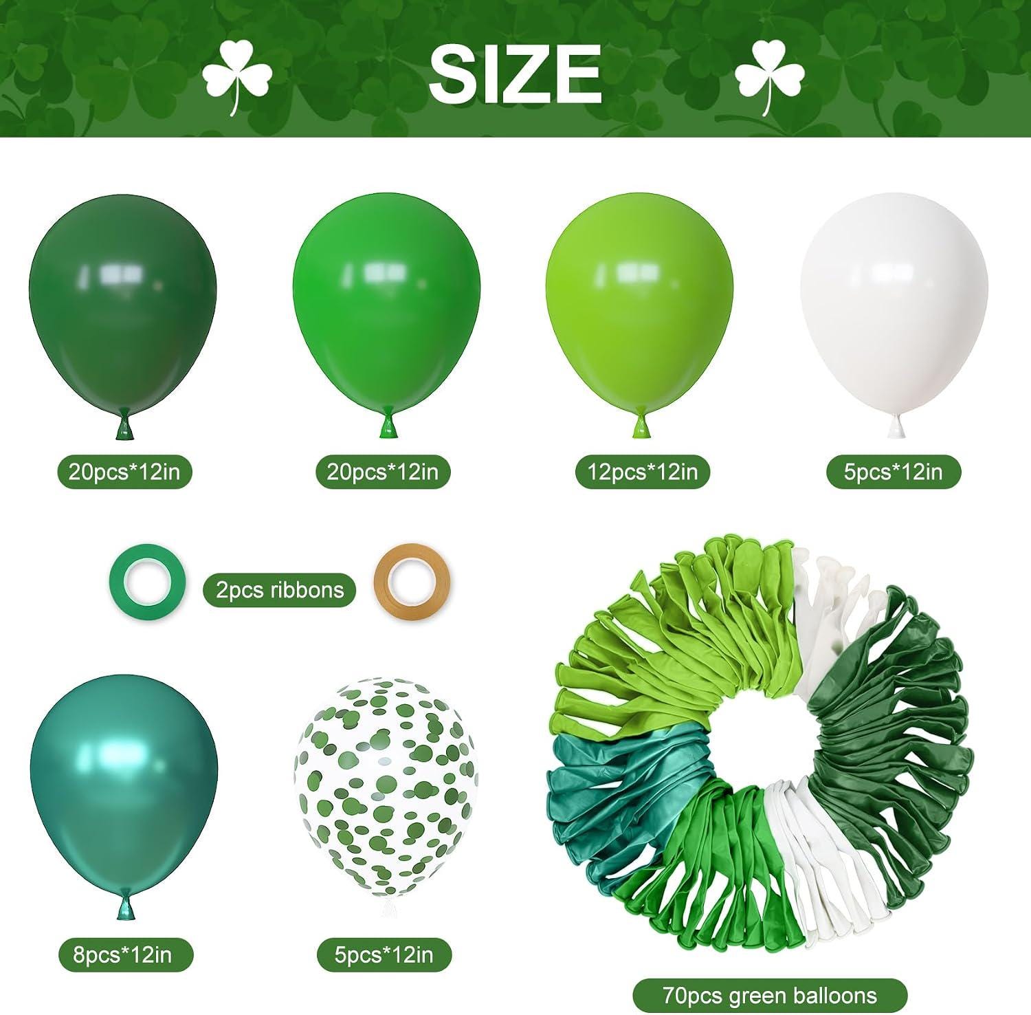 Green Balloon Set, Emerald Lime Forest Confetti Party Decor