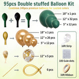 Double Stuffed Emerald Green Gold Balloon Arch Kit, Safari Wedding Party Decor