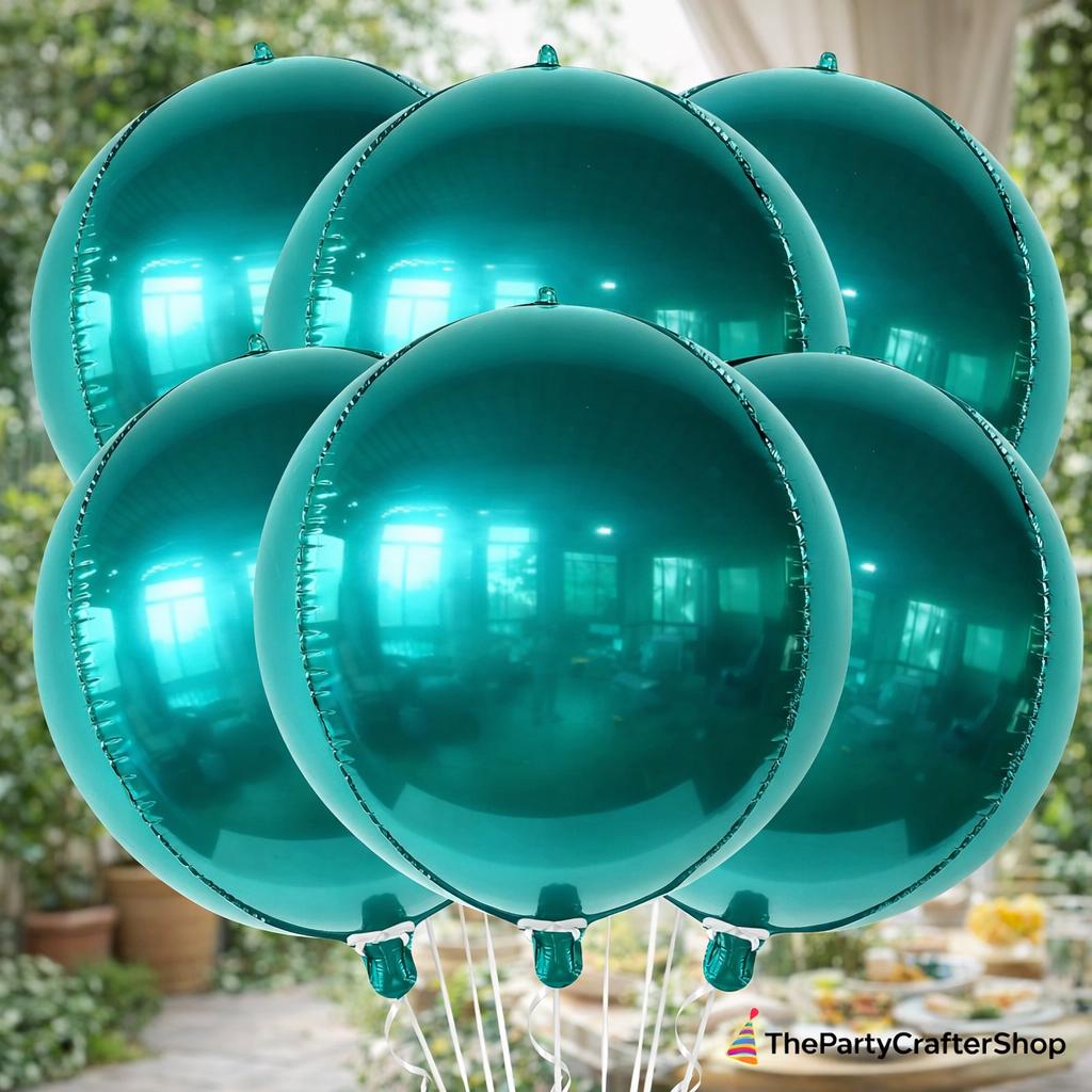 6Pcs Emerald Green 22 Inch Foil Balloons, Dark Mylar Party Decorations