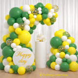 Green Yellow White Balloon Garland Arch Kit, Gold Confetti, Tractor Jungle Birthday Party Decoration