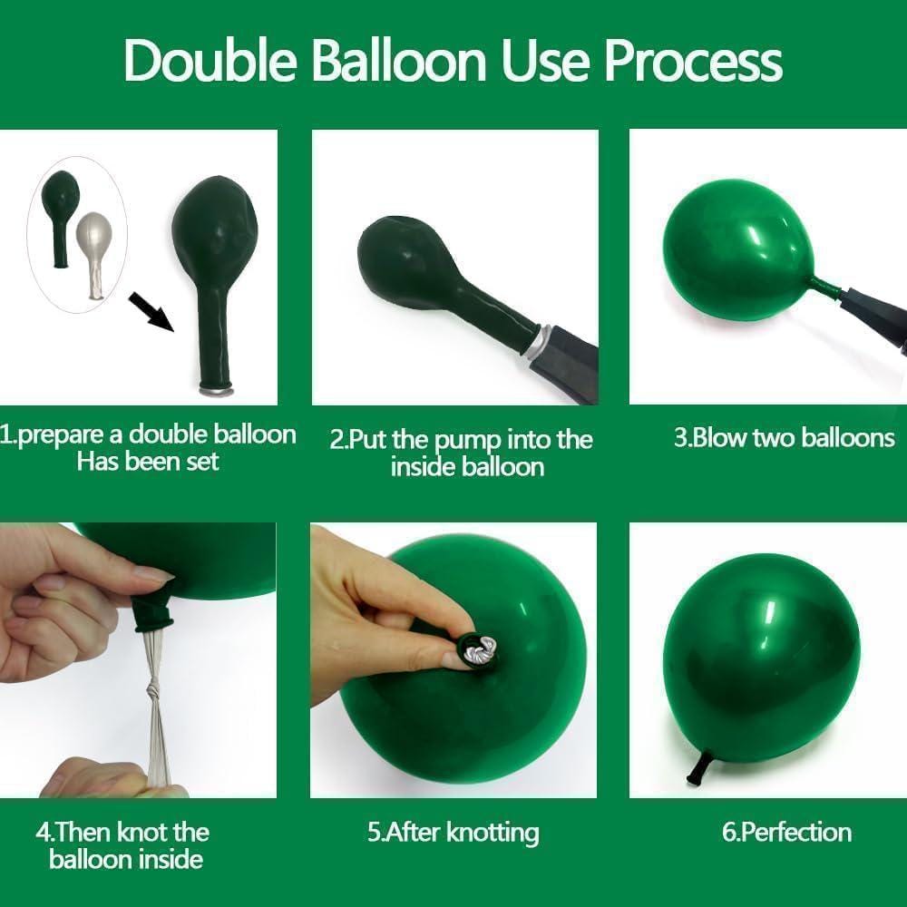 Dark Green Balloon Arch Kit, Double Stuffed Emerald Garland, Jungle Birthday Party Decor