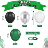 Green Black White Metallic Silver Balloon Set, Graduation Party Supplies