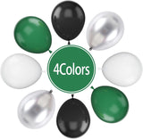 Green Black White Metallic Silver Balloon Set, Graduation Party Supplies
