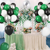 Green Black White Metallic Silver Balloon Set, Graduation Party Supplies