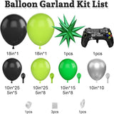 Video Game Balloon Arch Kit, Green Silver Garland, Controller Foil Balloons, Boys Birthday Party Decor