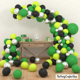 Lime Green Black Silver Balloon Arch Kit, St Patrick Soccer Jungle Party Garland Decoration