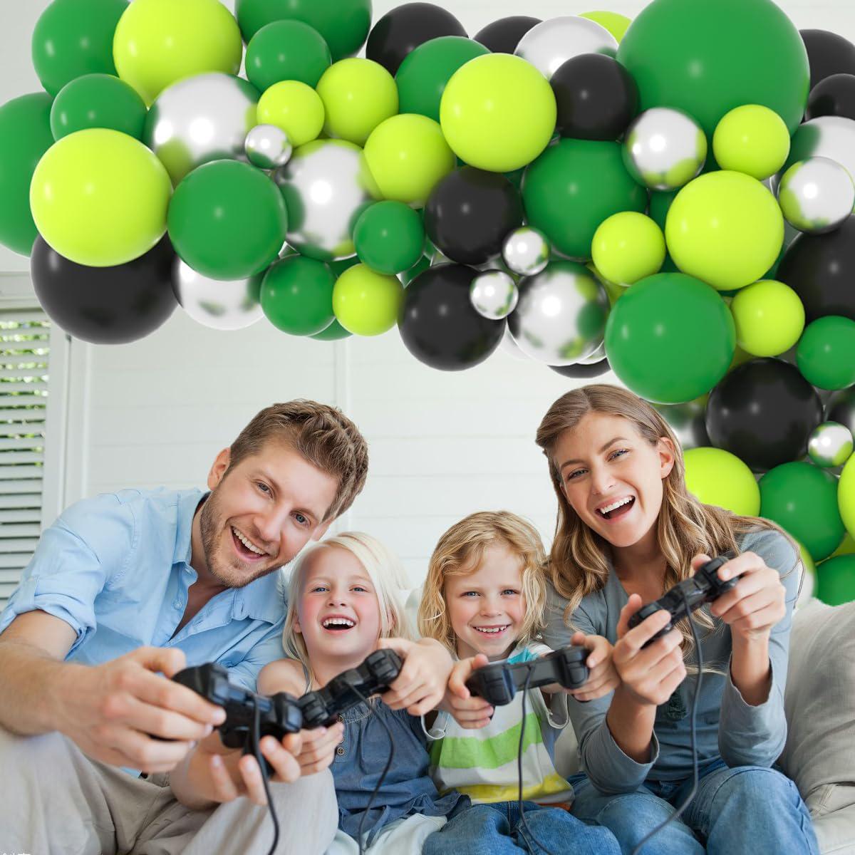 Lime Green Black Silver Balloon Arch Kit, St Patrick Soccer Jungle Party Garland Decoration