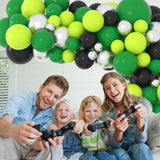 Lime Green Black Silver Balloon Arch Kit, St Patrick Soccer Jungle Party Garland Decoration