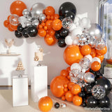 Orange Black Silver Balloon Arch Kit, Confetti Garland, Birthday Party Decoration