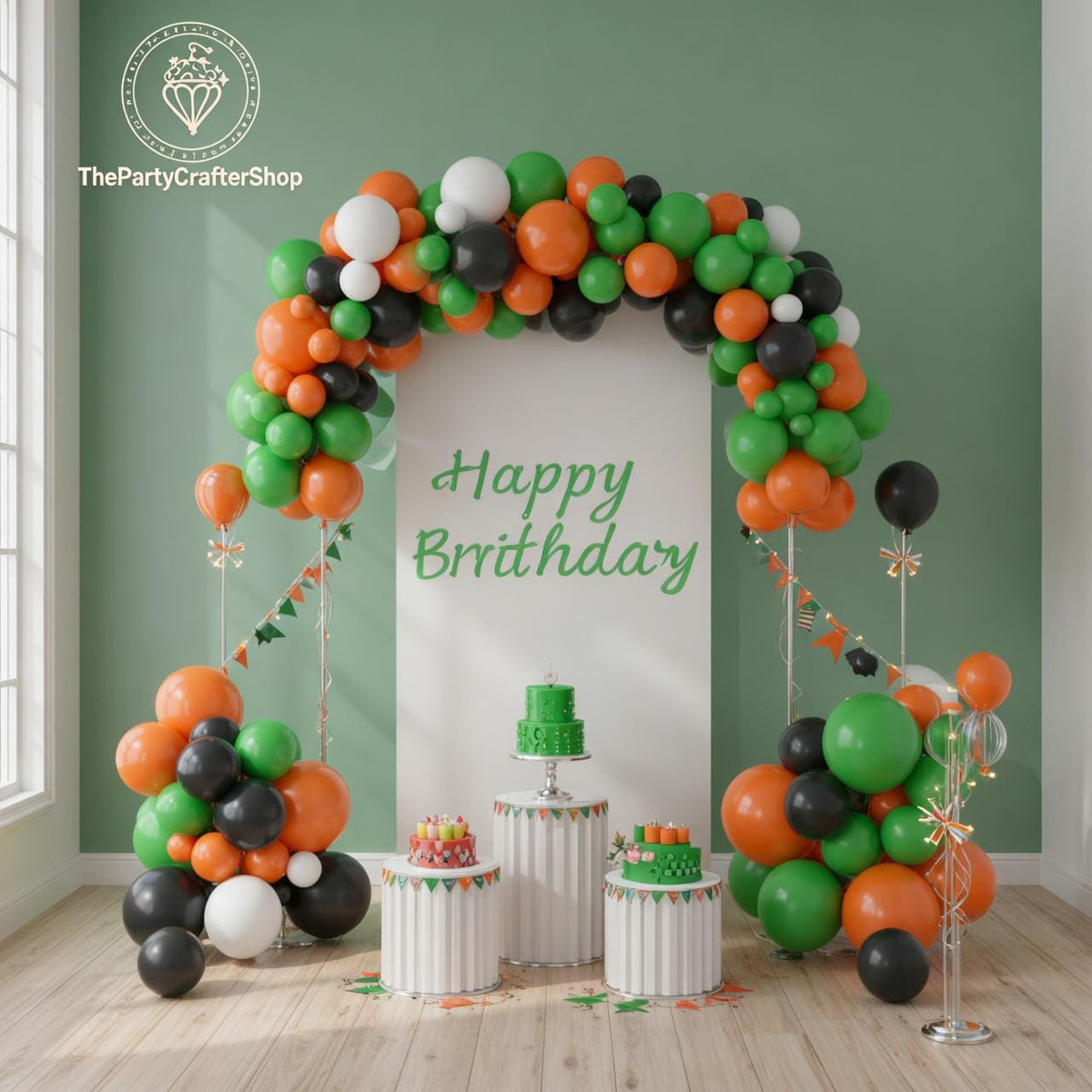 Sports Theme Balloon Arch Garland Kit, Orange Green Black Party Decoration