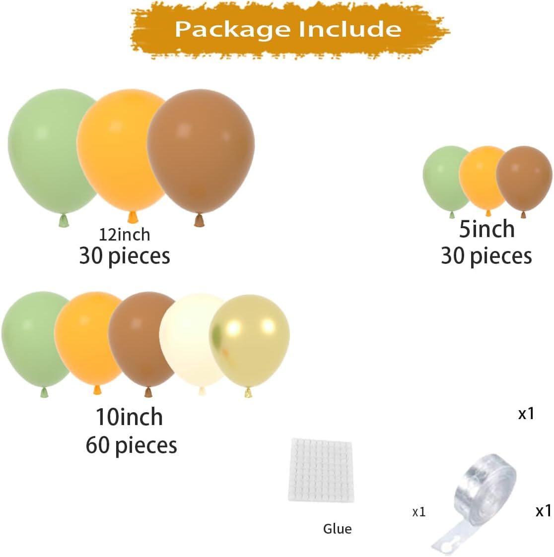 Sage Green Orange Brown Balloon Garland Arch Kit, Woodland Bear Baby Shower Decor