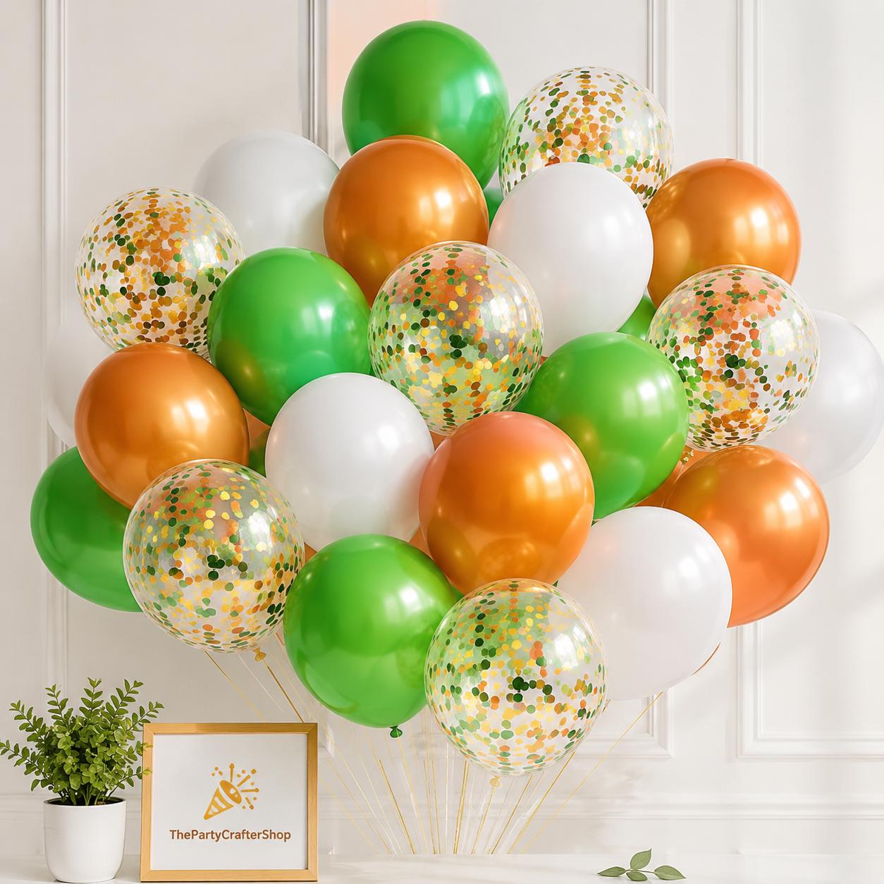 Green Orange White Confetti Balloon Arch Garland Kit, Little Cutie Baby Shower Decoration