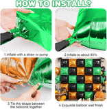 Black Orange Green Foil Balloon Wall Backdrop, Halloween Birthday Party Decor