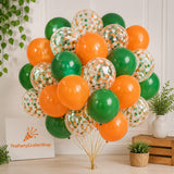 50Pcs Green Orange Balloon Set, Confetti Latex Balloons, Birthday Baby Shower Graduation Party Decoration