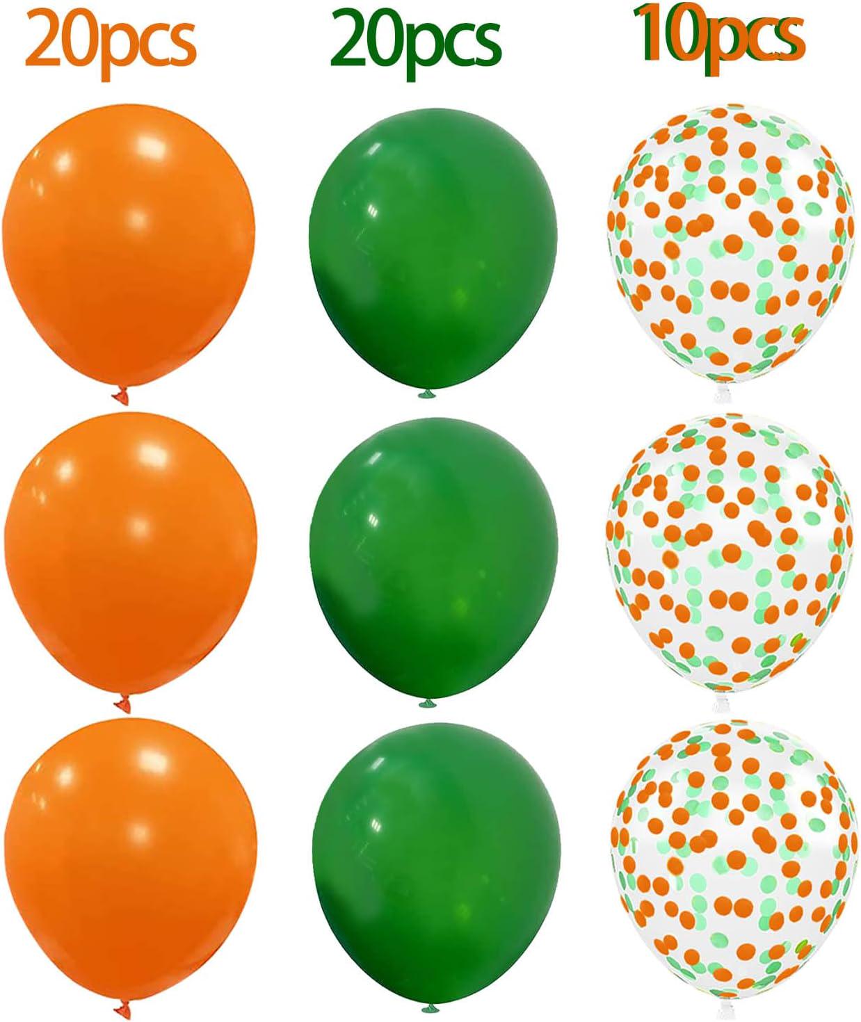 50Pcs Green Orange Balloon Set, Confetti Latex Balloons, Birthday Baby Shower Graduation Party Decoration