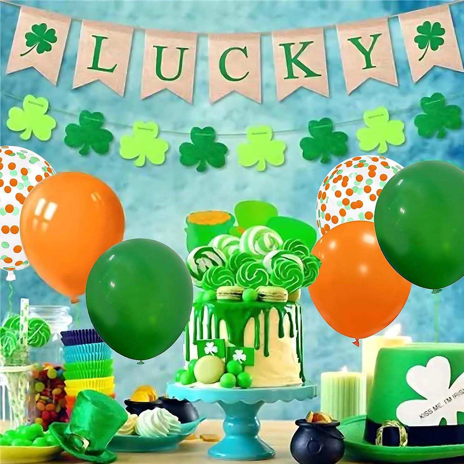 50Pcs Green Orange Balloon Set, Confetti Latex Balloons, Birthday Baby Shower Graduation Party Decoration