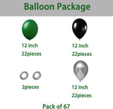 Green Silver Black Balloon Garland Kit, Football Birthday Party Decoration Supplies