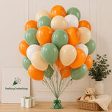 60Pcs Sage Green Orange Balloon Set, Nude White Latex Balloons, Baby Shower Birthday Party Decoration Supplies