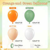 60Pcs Sage Green Orange Balloon Set, Nude White Latex Balloons, Baby Shower Birthday Party Decoration Supplies