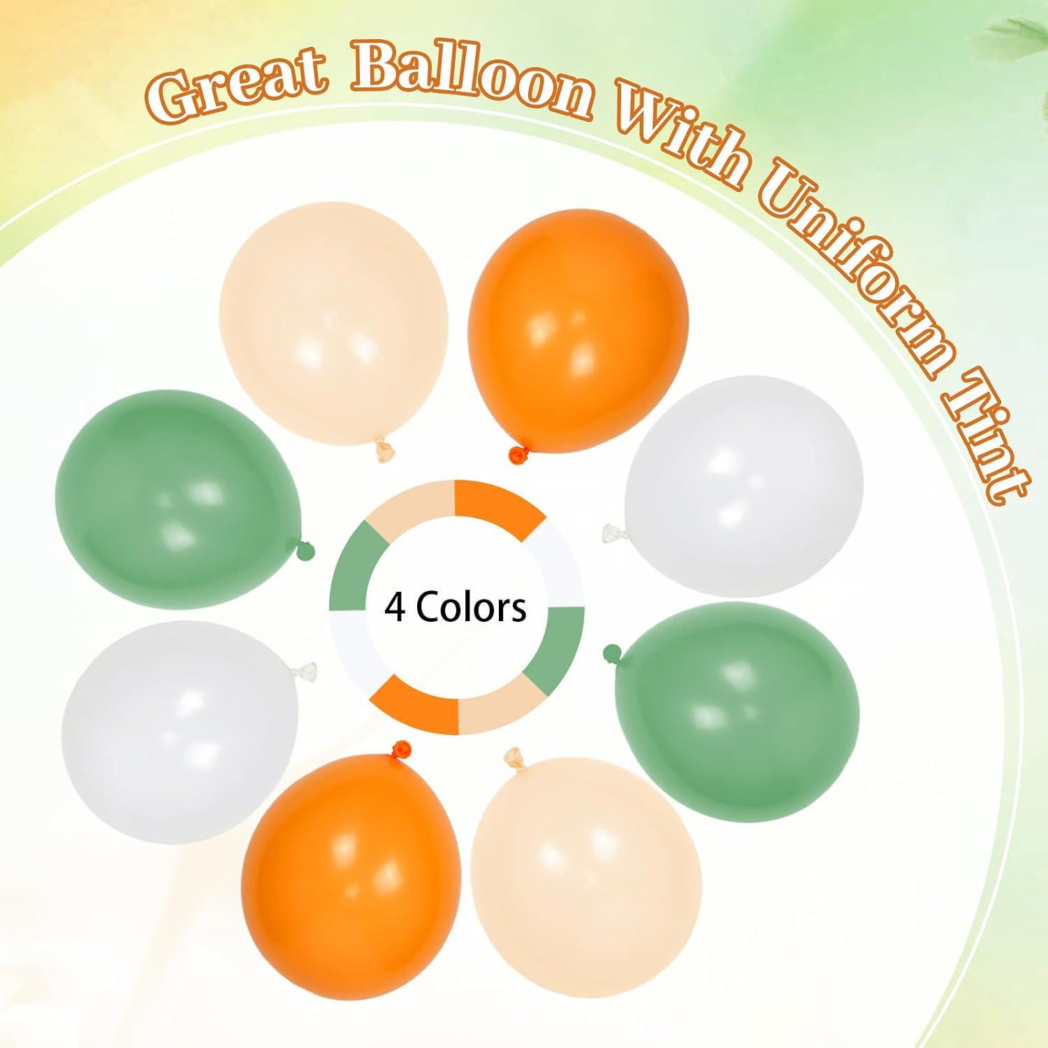 60Pcs Sage Green Orange Balloon Set, Nude White Latex Balloons, Baby Shower Birthday Party Decoration Supplies