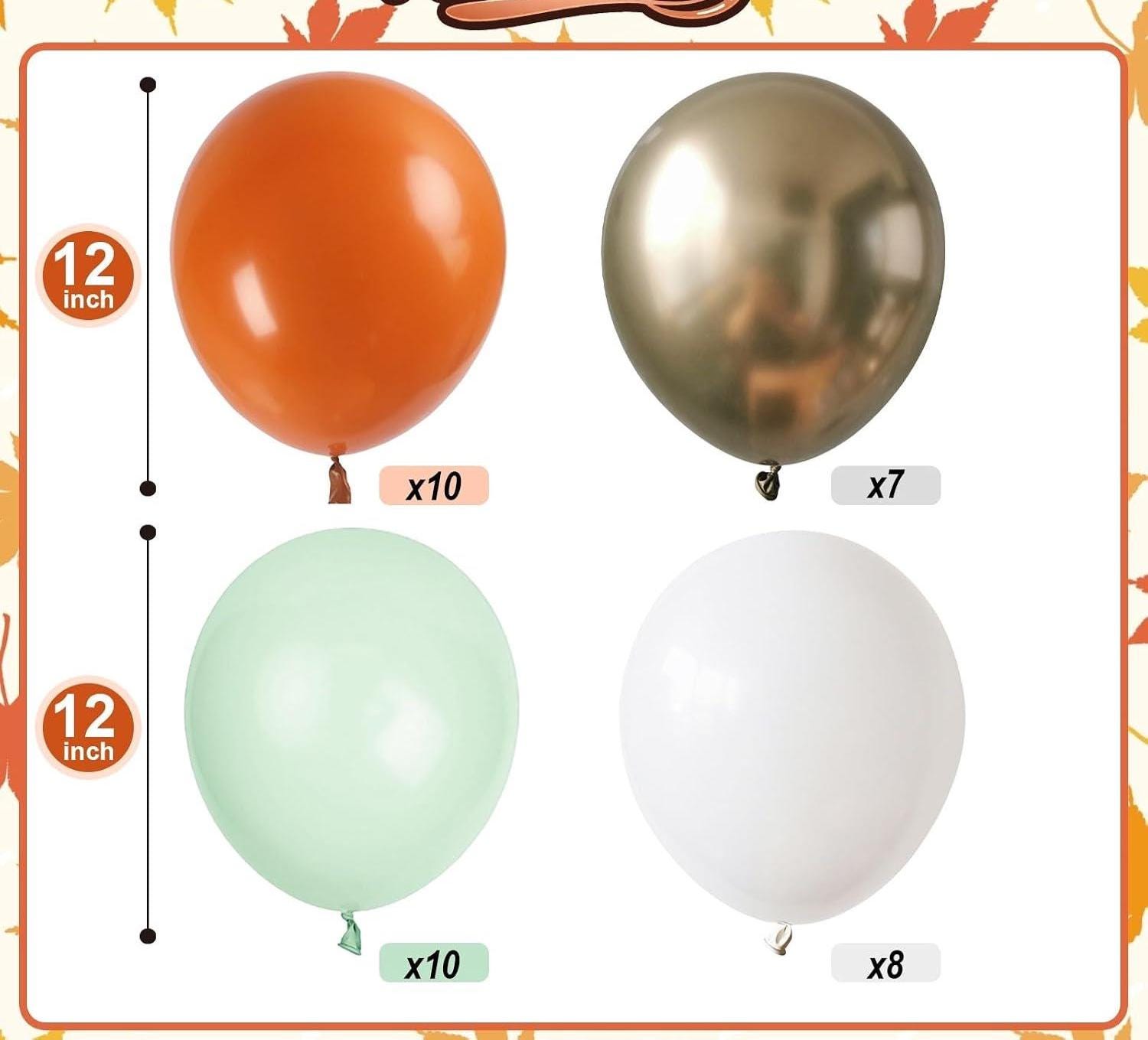 Green Orange White Balloon Arch Garland Kit, Ball Foil Accents, Game Party Decoration