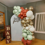 Green Orange White Balloon Arch Garland Kit, Ball Foil Accents, Game Party Decoration