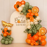 Little Cutie Baby Shower Balloon Arch Kit, Sage Green Orange Garland, Autumn Party Decoration