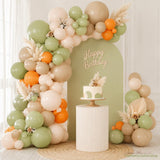 Dusty Green Orange Balloon Arch Kit, Double Stuffed Neutral Garland, Baby Shower Party Decor
