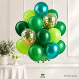 Green Balloon Set, Emerald, Hunter, Forest, Metallic Gold Confetti, Party Decor