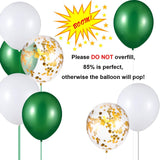 Green White Gold Confetti Balloon Set, Dark Green Party Decor