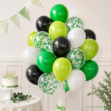 Green Black Confetti Balloon Set, Lime White Latex Balloons, Football Party Decor
