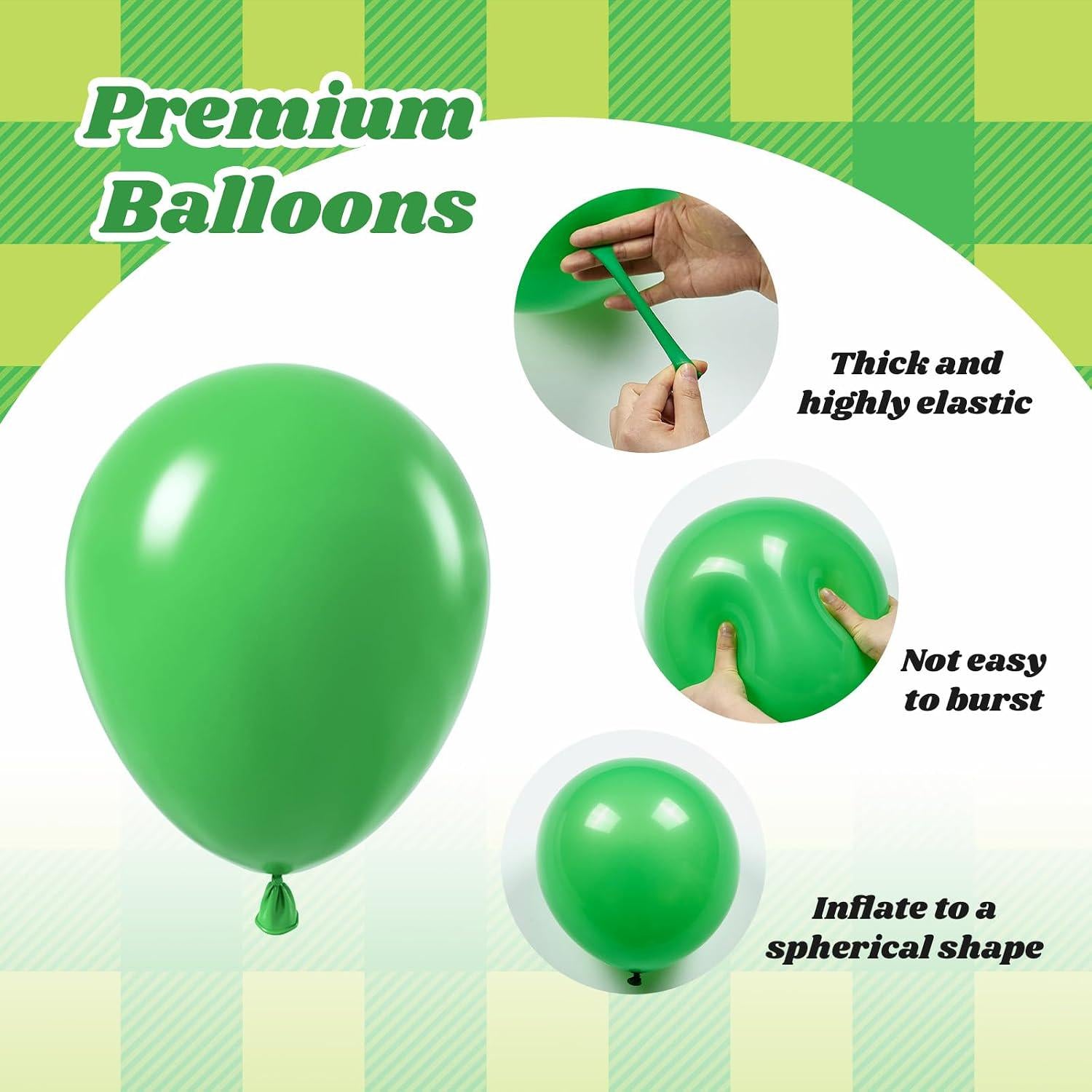 Green Black Confetti Balloon Set, Lime White Latex Balloons, Football Party Decor