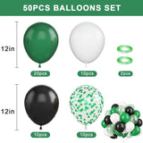 Green Black White Balloon Set, 12 Inch Latex Party Decoration (50 Pcs)