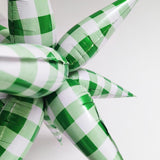 32 Inch Green White Gingham Star Foil Balloon, Picnic Plaid Explosion Balloon, Party Decoration Supplies