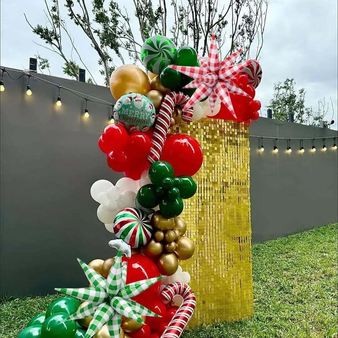 32 Inch Green White Gingham Star Foil Balloon, Picnic Plaid Explosion Balloon, Party Decoration Supplies