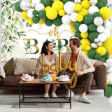 Retro Green Yellow White Silver Balloon Arch Garland Kit, Party Decoration