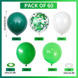 Green White Emerald Lime Confetti Balloons, Jungle Dinosaur Birthday Party Decor