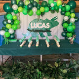 Green White Emerald Lime Confetti Balloons, Jungle Dinosaur Birthday Party Decor
