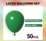 Dark Emerald Green Latex Balloons, 12 Inch Helium Party Decor (50Pcs)